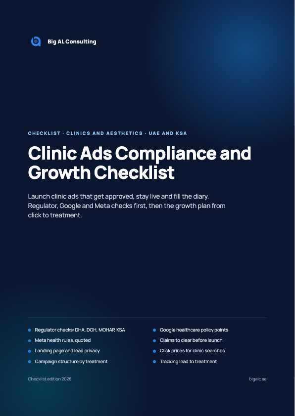 Clinic Ads Compliance and Growth Checklist, cover page